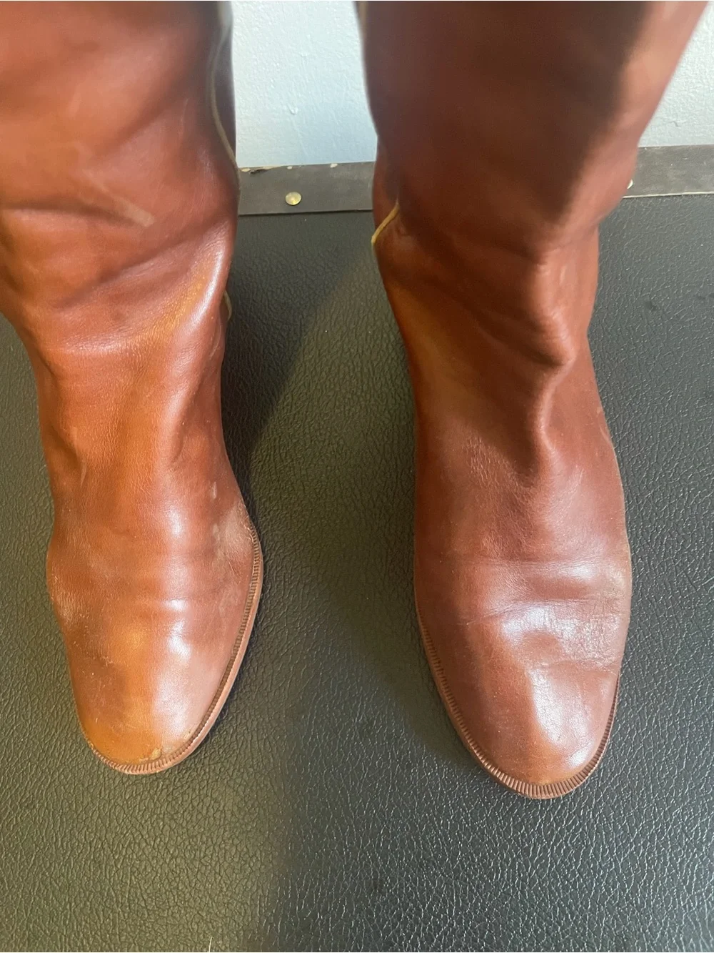 1980’s Vintage Women's Leather Tall Boots in Cognac *Estate Sale Find*